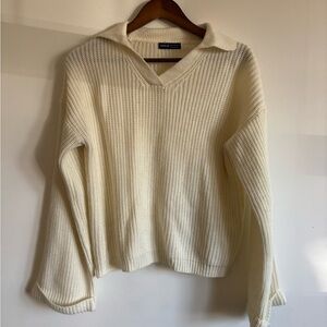 SHEIN Cream V-Neck Sweater